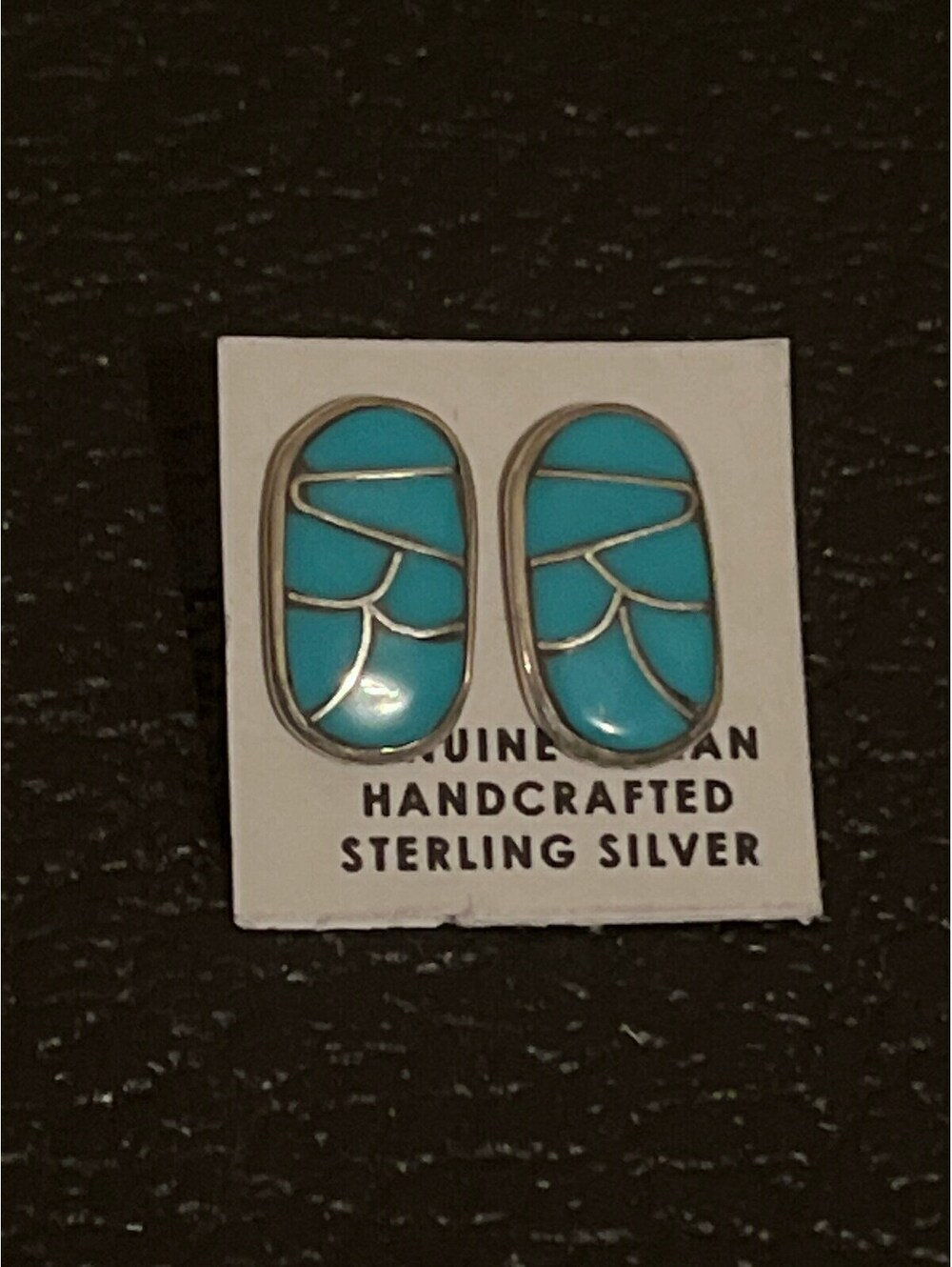 Zuni handmade sterling silver inlay turquoise cluster earrings